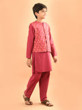 Solid Kurta Pajama Set with Printed Nehru Jacket
