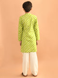 Leheriya Printed Kurta Pajama Set with Attached Jacket
