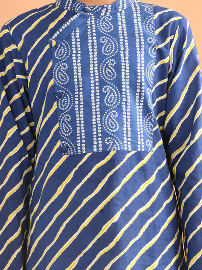 Leheriya Printed Angrakha Style Kurta Pajama Set