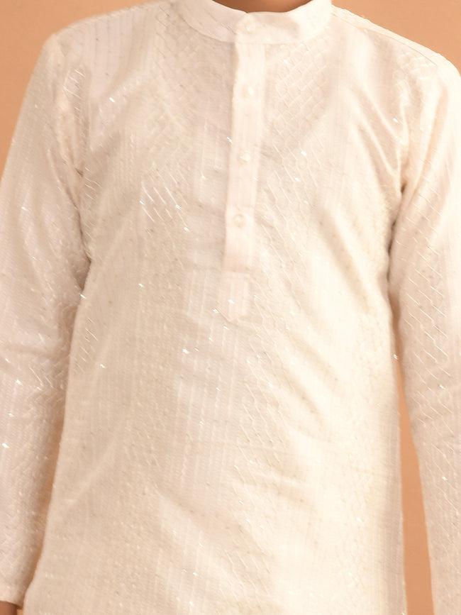 Sequin Embellished Button Down Straight Kurta Pajama Set