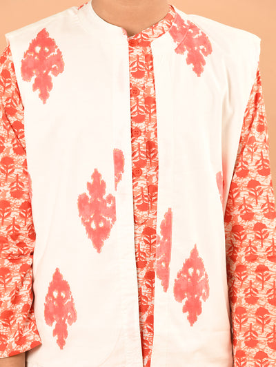 Ethnic Motifs Printed Kurta Pajama Set with Jacket