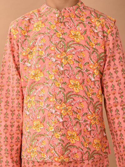 Ethnic Motif Printed Kurta Pajama Set with Nehru Jacket