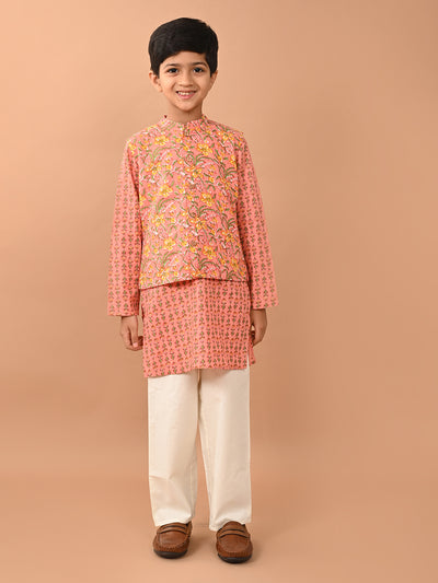 Ethnic Motif Printed Kurta Pajama Set with Nehru Jacket