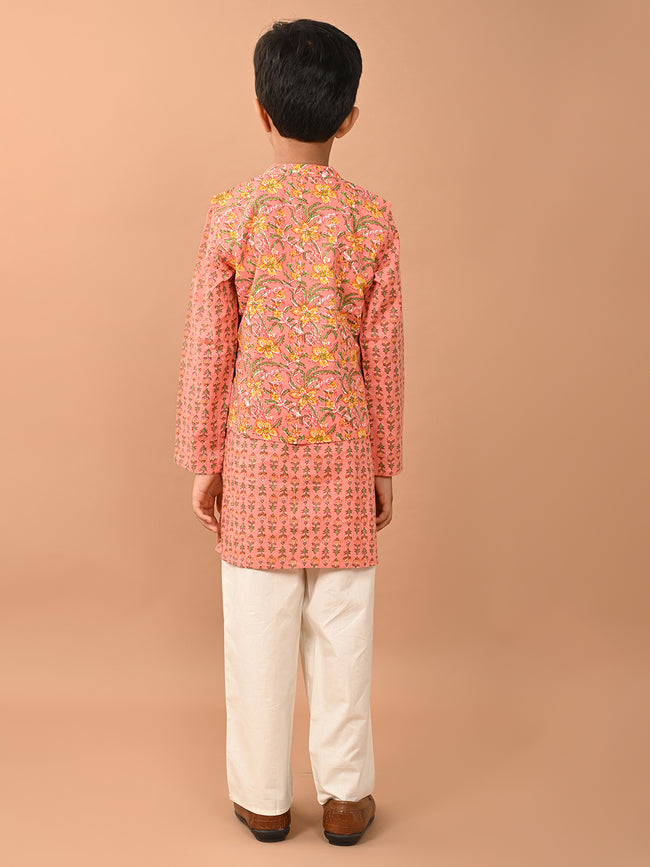 Ethnic Motif Printed Kurta Pajama Set with Nehru Jacket