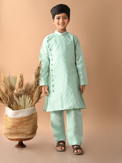Embossed Button Down Straight Kurta Pajama Set