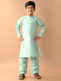 Embossed Button Down Straight Kurta Pajama Set