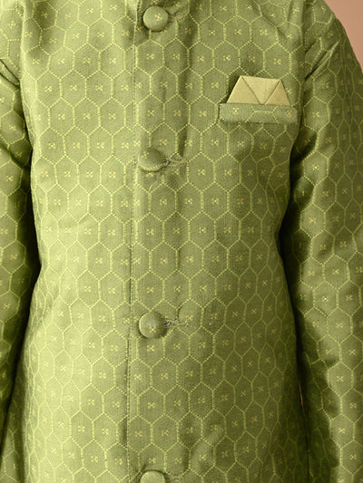 Embossed Button Down Straight Mandarin Collar Kurta Pajama Set
