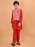Solid Kurta Pajama Set with Embroidered Nehru Jacket