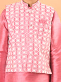 Solid Kurta Pajama Set with Embroidered Nehru Jacket