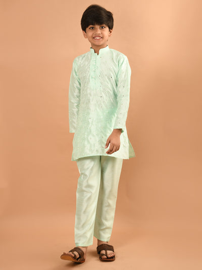 Embellished Button Down Straight Mandarin Collar Kurta Pajama Set