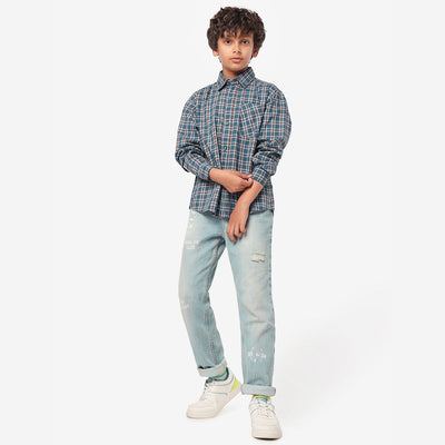 Boys Full Sleeves Checkered Shirt