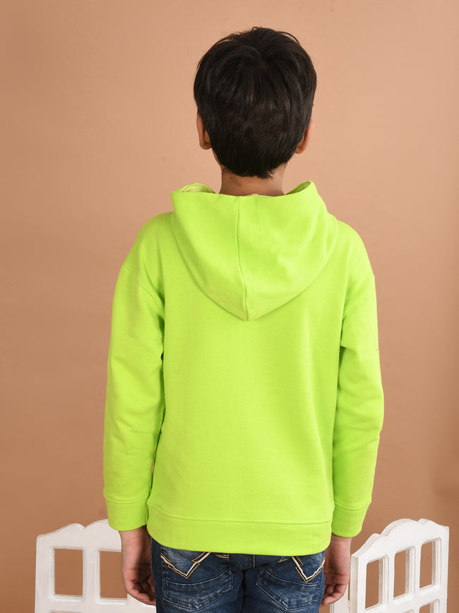 Boys Printed Full Sleeves Hooded Sweatshirt