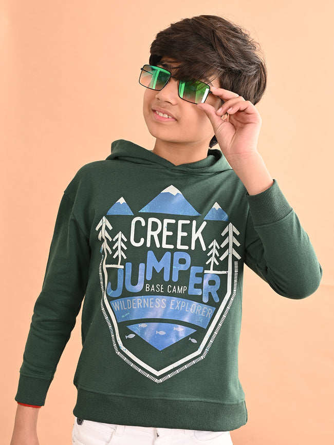 Boys Printed Full Sleeves Hooded Sweatshirt