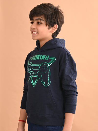 Boys Printed Full Sleeves Hooded Sweatshirt