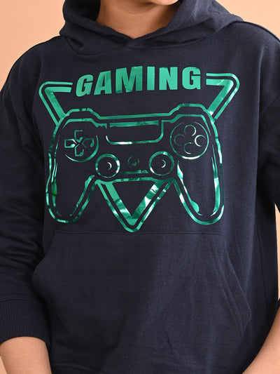 Boys Printed Full Sleeves Hooded Sweatshirt