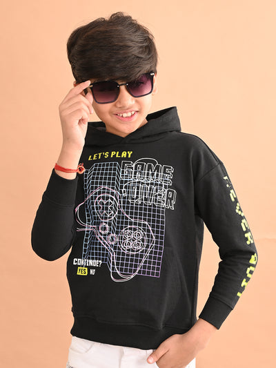 Boys Printed Full Sleeves Hooded Sweatshirt