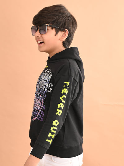 Boys Printed Full Sleeves Hooded Sweatshirt