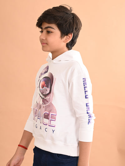 Boys Printed Full Sleeves Hooded Sweatshirt