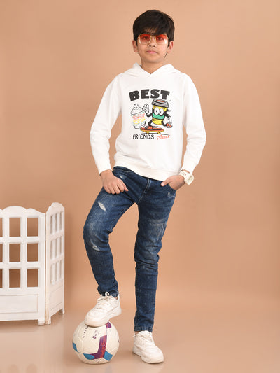 Boys Printed Full Sleeves Hooded Sweatshirt