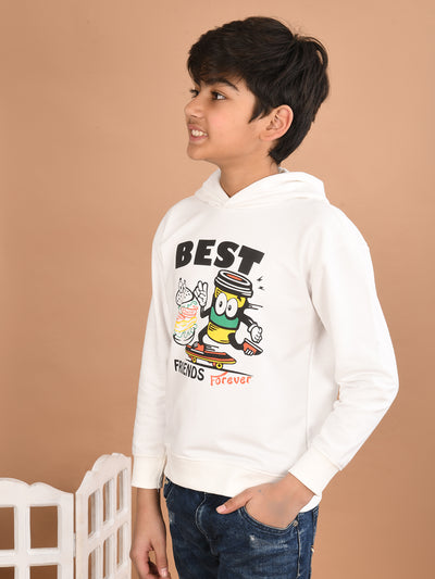 Boys Printed Full Sleeves Hooded Sweatshirt