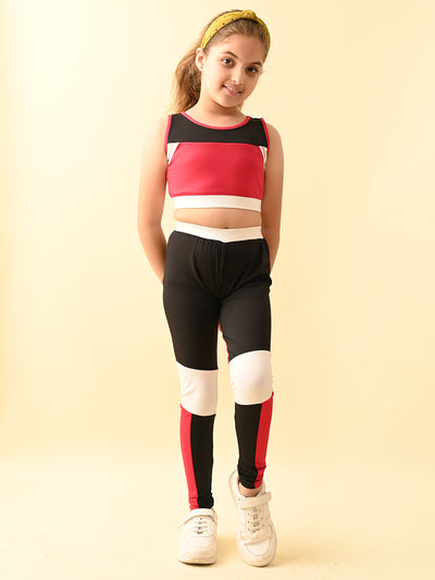 Sleeveless Colorblock Top with Legging Activewear Set