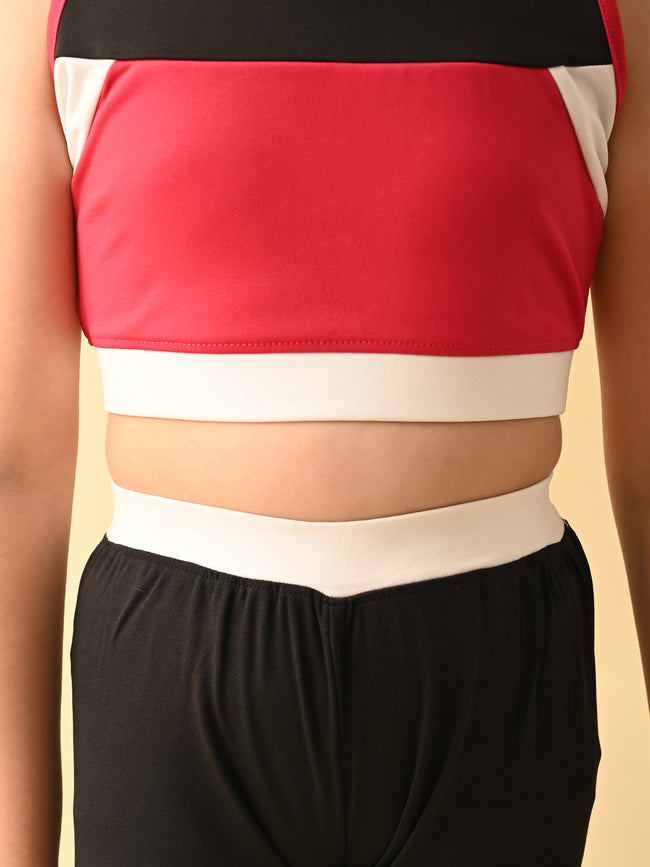 Sleeveless Colorblock Top with Legging Activewear Set