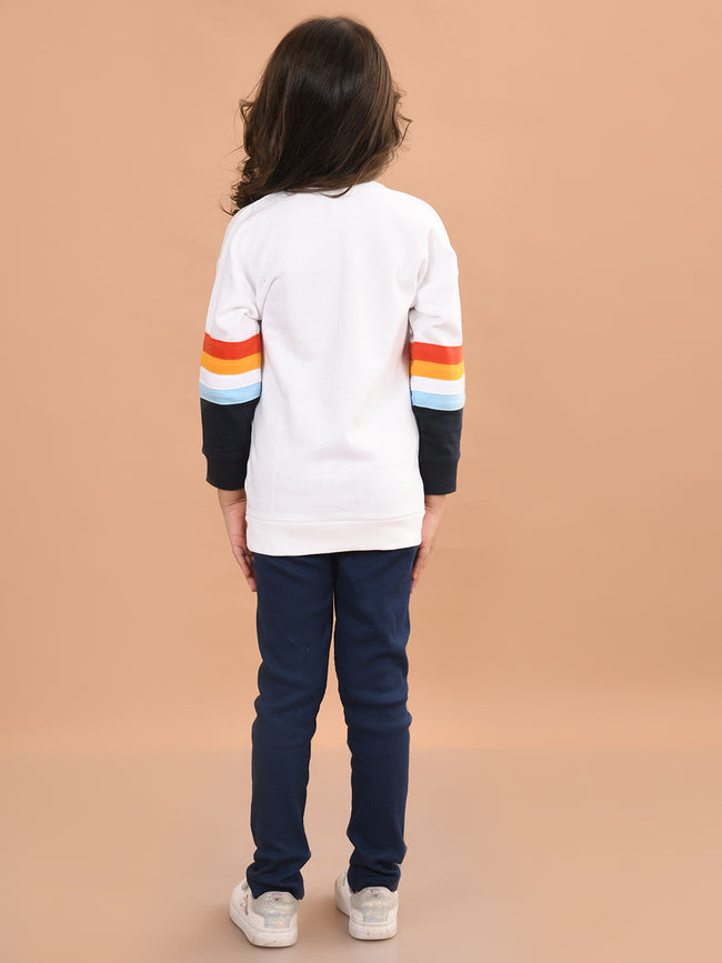 Graphic Text Printed Full Sleeves Sweatshirt with Legging Set