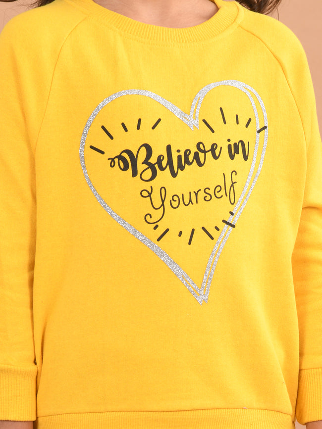 Graphic Text Printed Full Sleeves Sweatshirt with Legging Set