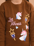 Unicorn Printed Full Sleeves Long Cardigan Sweater with Legging Set