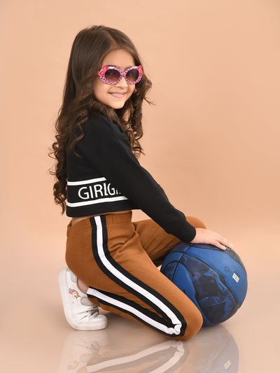 Graphic Text Printed Full Sleeves Sweatshirt with Legging Set