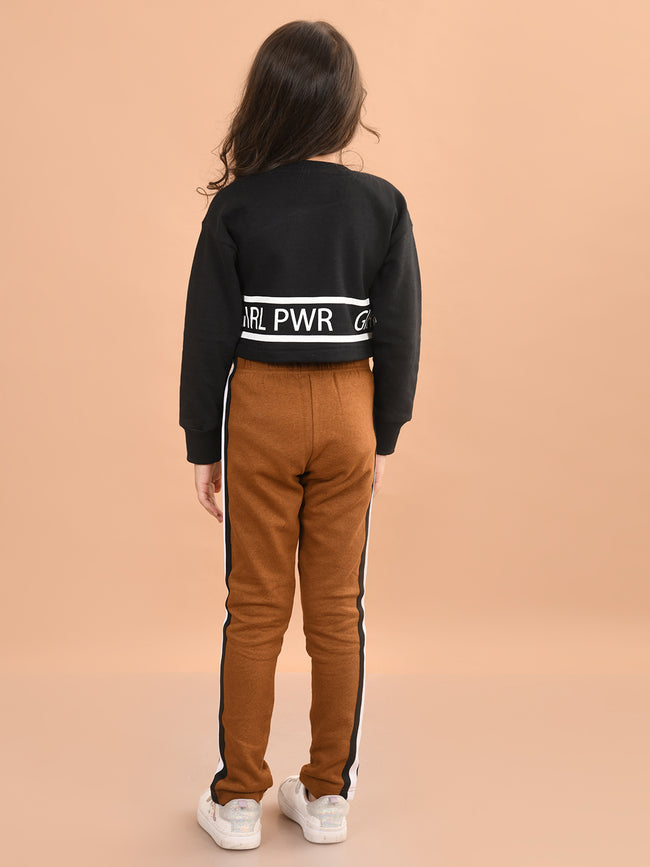 Graphic Text Printed Full Sleeves Sweatshirt with Legging Set