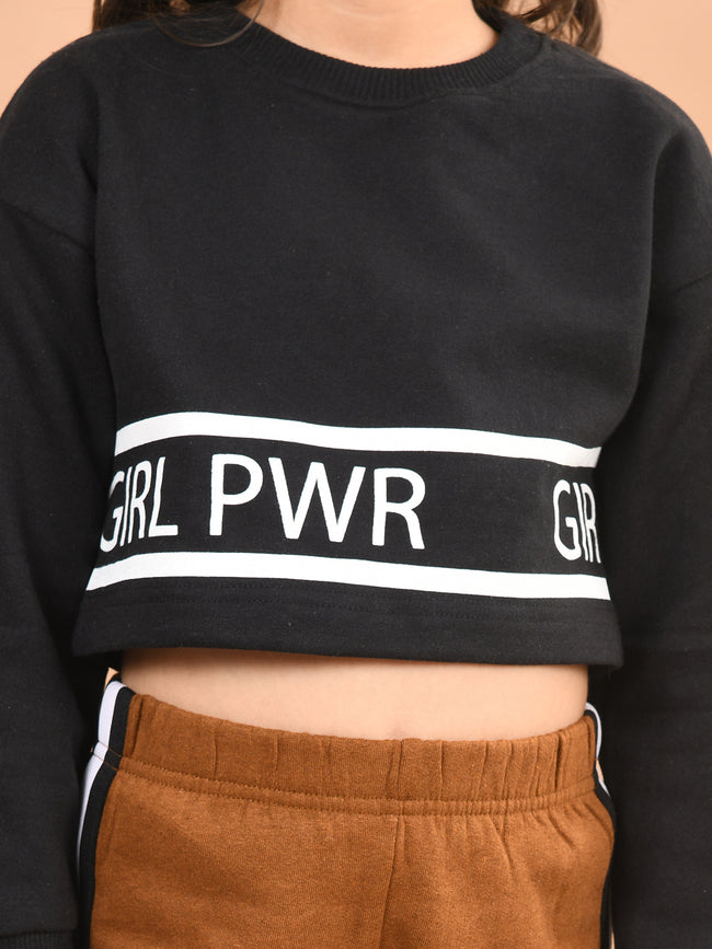 Graphic Text Printed Full Sleeves Sweatshirt with Legging Set