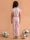 Shiny Smoking Neck Crop Top with Palazzo Pant Set