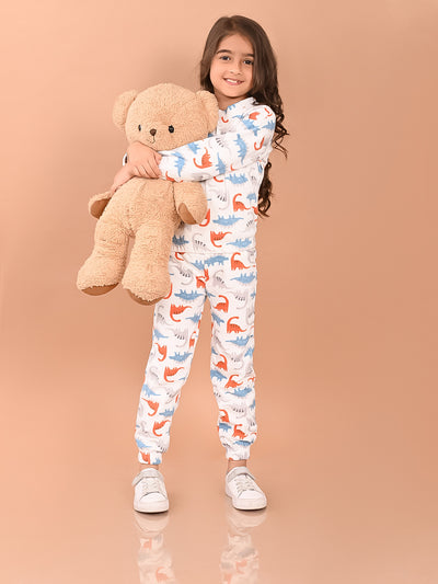 Dinosaurs Printed Full Sleeves Sweatshirt and Jogger Co-ord Set