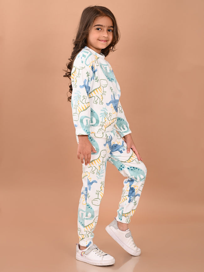 All Over Dinosaurs Printed  Sweatshirt and Jogger Co-ord Set