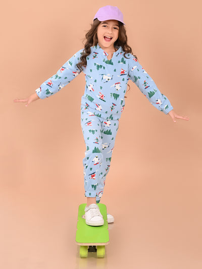 Funky Printed Full Sleeves Sweatshirt and Jogger Co-ord Set