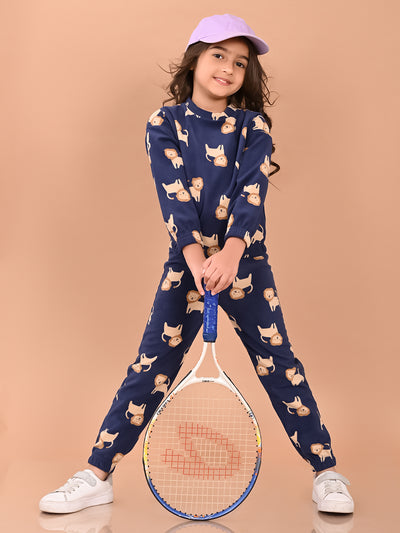 Lion Printed Full Sleeves Sweatshirt and Jogger Co-ord Set