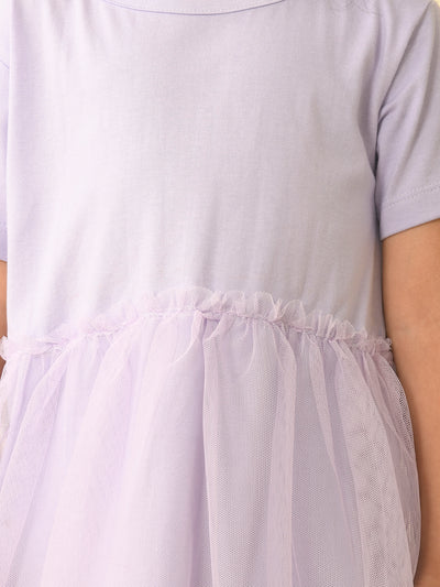 Solid Knee Length Drop Waist Net Dress