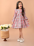 Floral Printed Full Sleeves Ruffle Fit n Flare Dress