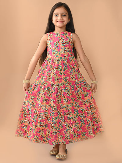 All Over Printed Sleeveless Ankle Length Dropwaist Maxi Dress