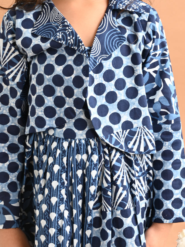 Ethnic Motif Printed Maxi Dress with Jacket