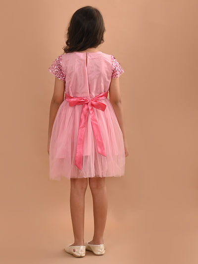 Sequin Bow Detail Fit n Flare Partywear Dress