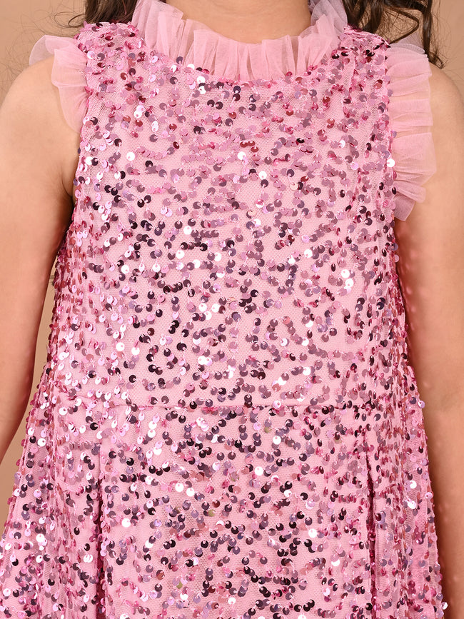 Sequin Knee Length Sleeveless Fit n Flare Party Dress