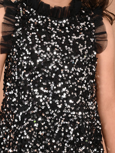 Sequin Knee Length Sleeveless Fit n Flare Party Dress