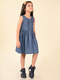 Butterfly Applique Button Down Fit n Flare Denim Dress