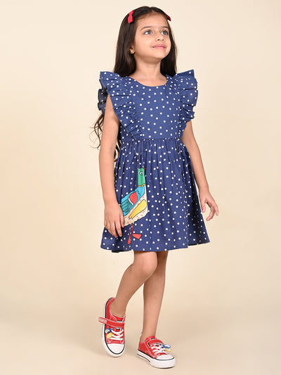 Polka Printed Sleeveless Ruffle Fit n Flare Dress