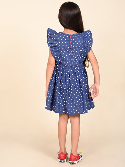 Polka Printed Sleeveless Ruffle Fit n Flare Dress