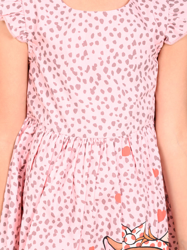 Cow Printed Fit n Flare Cotton  Dress