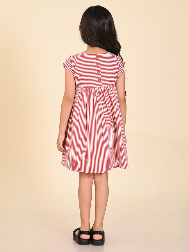 Dog Printed Stripes Fit n Flare Dress