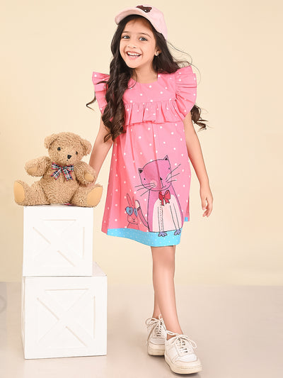 Cat & Mouse Printed Ruffle Fit  Flare Dress